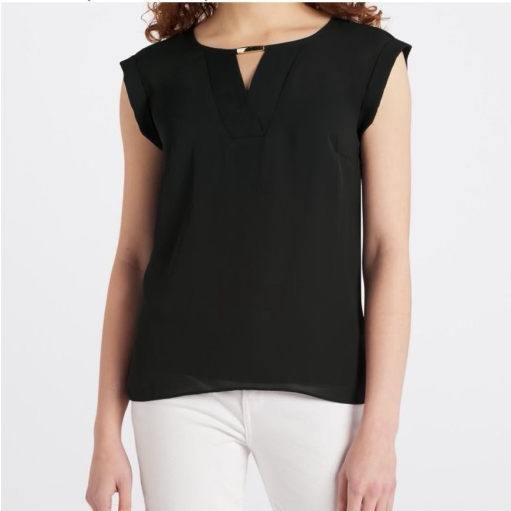 Fortune + ivy Catenia‎ Hardware Detail Blouse black stitch fix size XS NWT